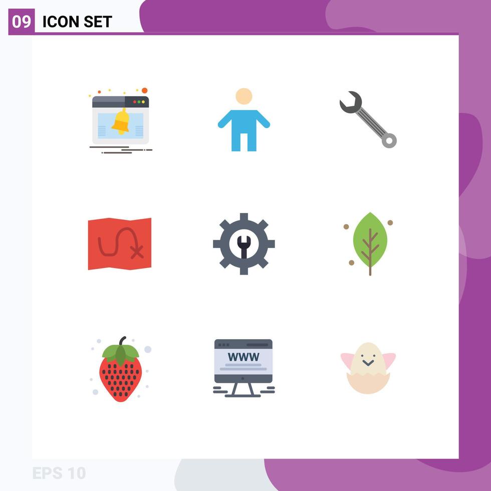 Set of 9 Modern UI Icons Symbols Signs for setting target wrench route repair Editable Vector Design Elements