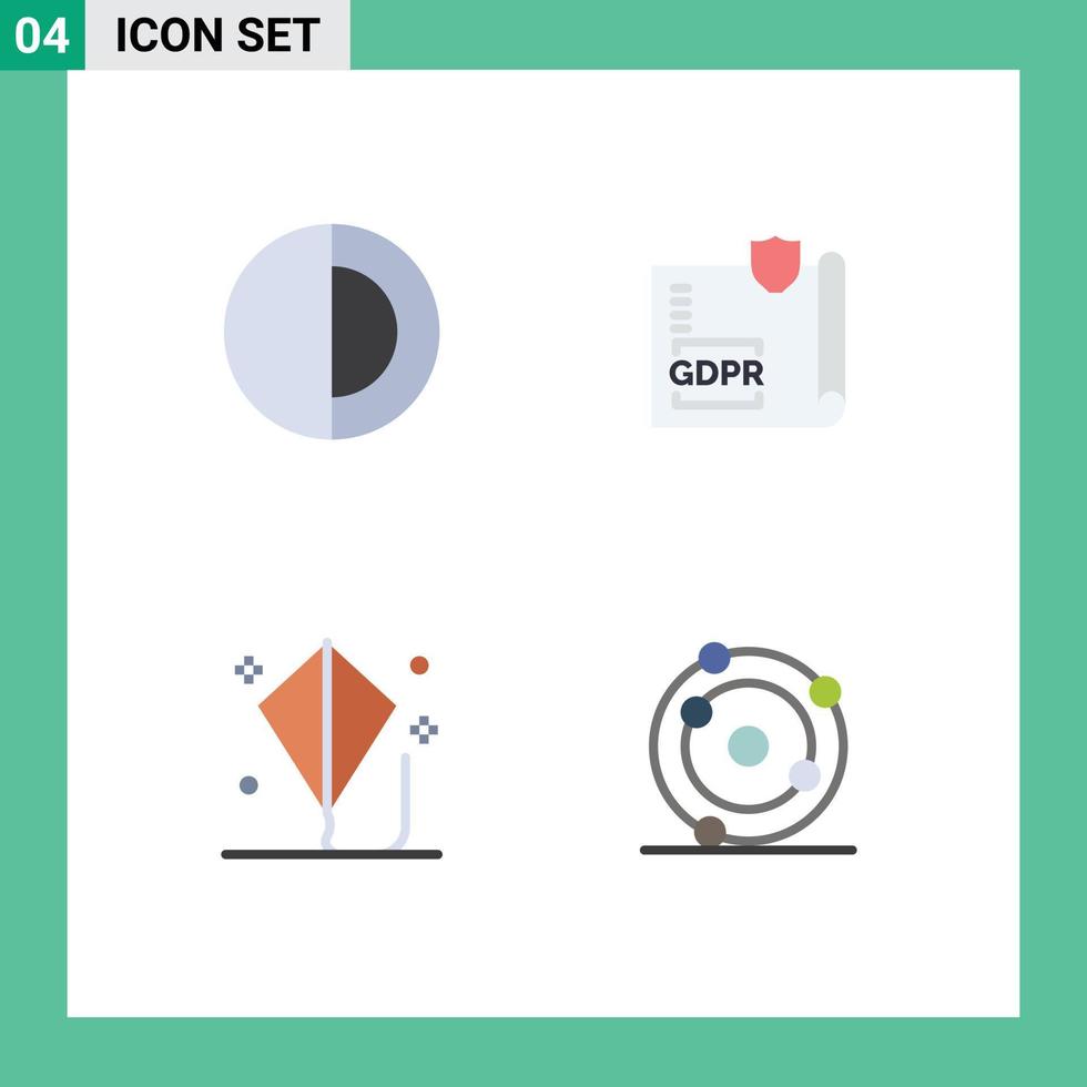 Pictogram Set of 4 Simple Flat Icons of science child sun lock kite Editable Vector Design Elements