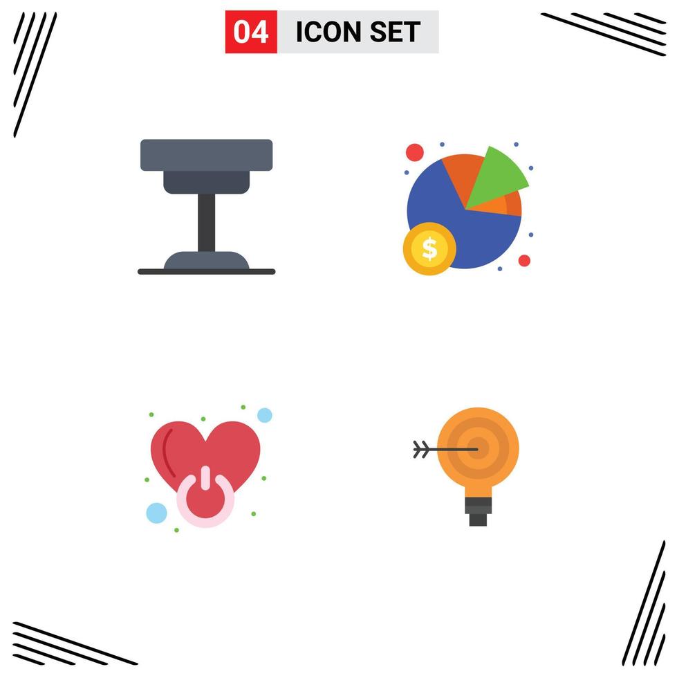 Group of 4 Modern Flat Icons Set for decor on interior pie sign Editable Vector Design Elements