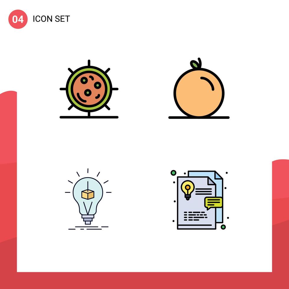 4 Universal Filledline Flat Colors Set for Web and Mobile Applications disease bulb health orange printing Editable Vector Design Elements