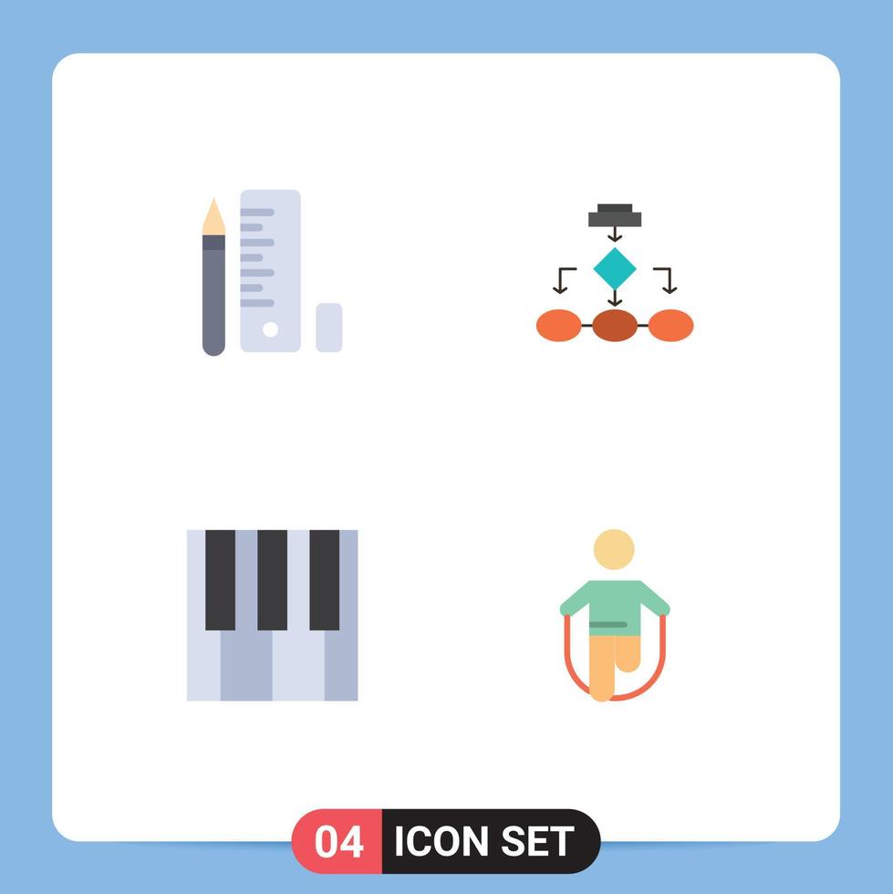 Universal Icon Symbols Group of 4 Modern Flat Icons of education structure scale business keyboard Editable Vector Design Elements