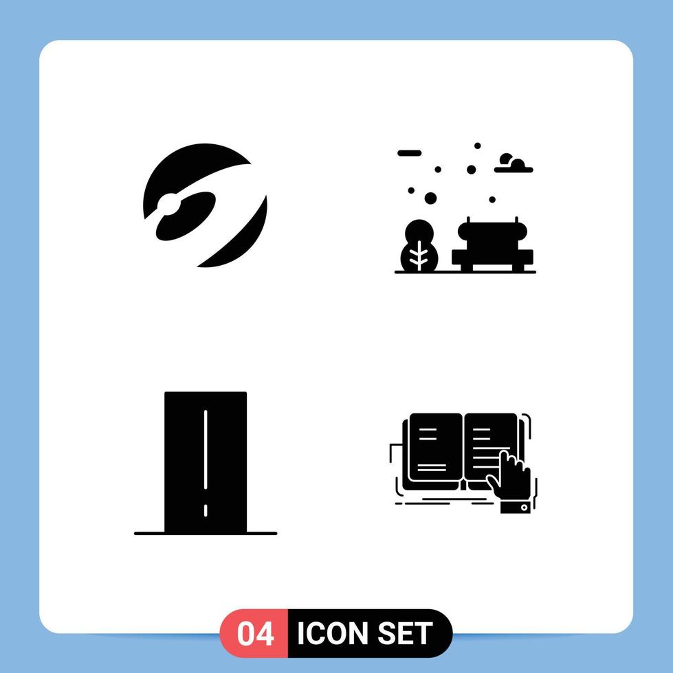 Group of 4 Solid Glyphs Signs and Symbols for nexus electronics crypto currency garden light mete Editable Vector Design Elements