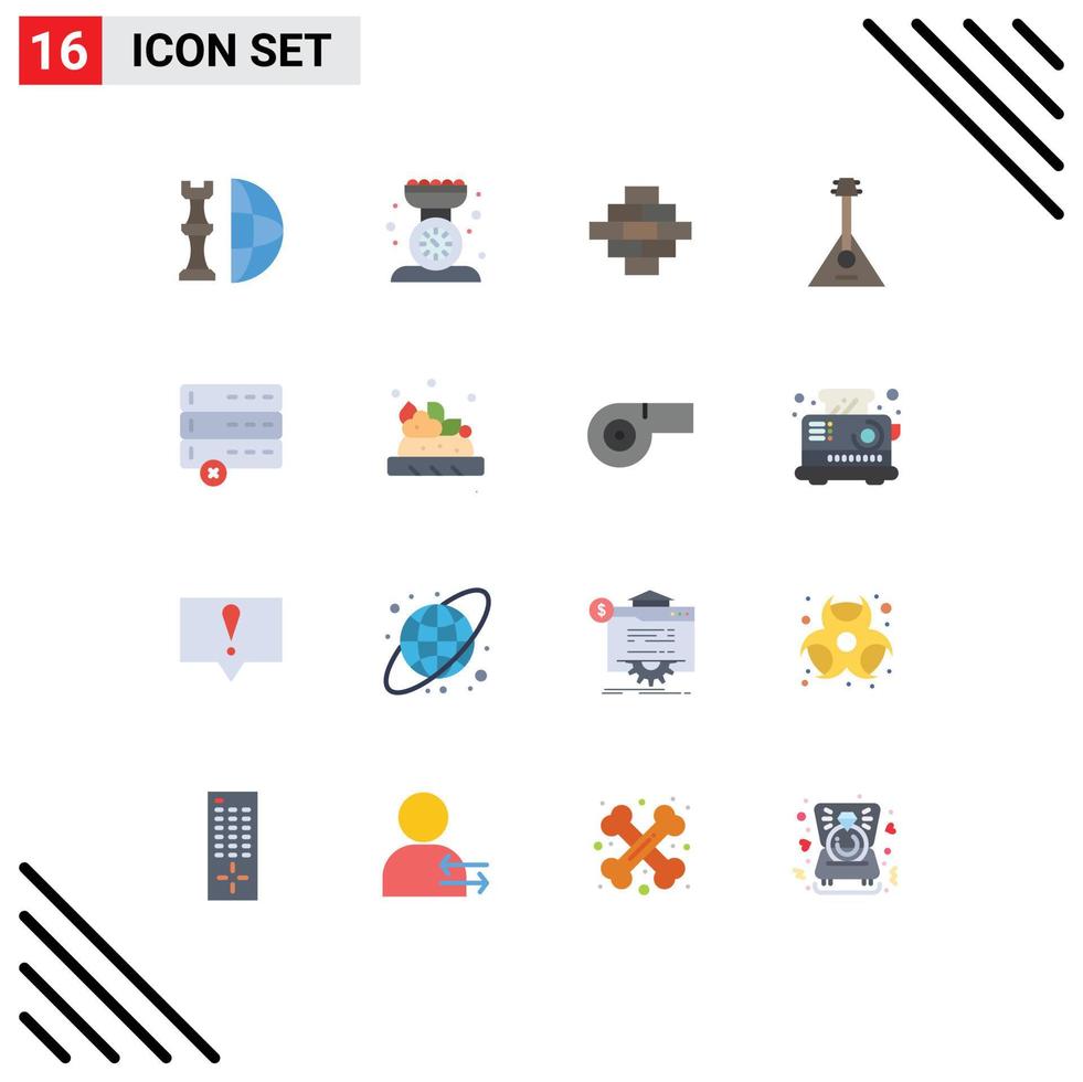 16 Universal Flat Color Signs Symbols of sound instrument kitchen scale balalaika construction Editable Pack of Creative Vector Design Elements
