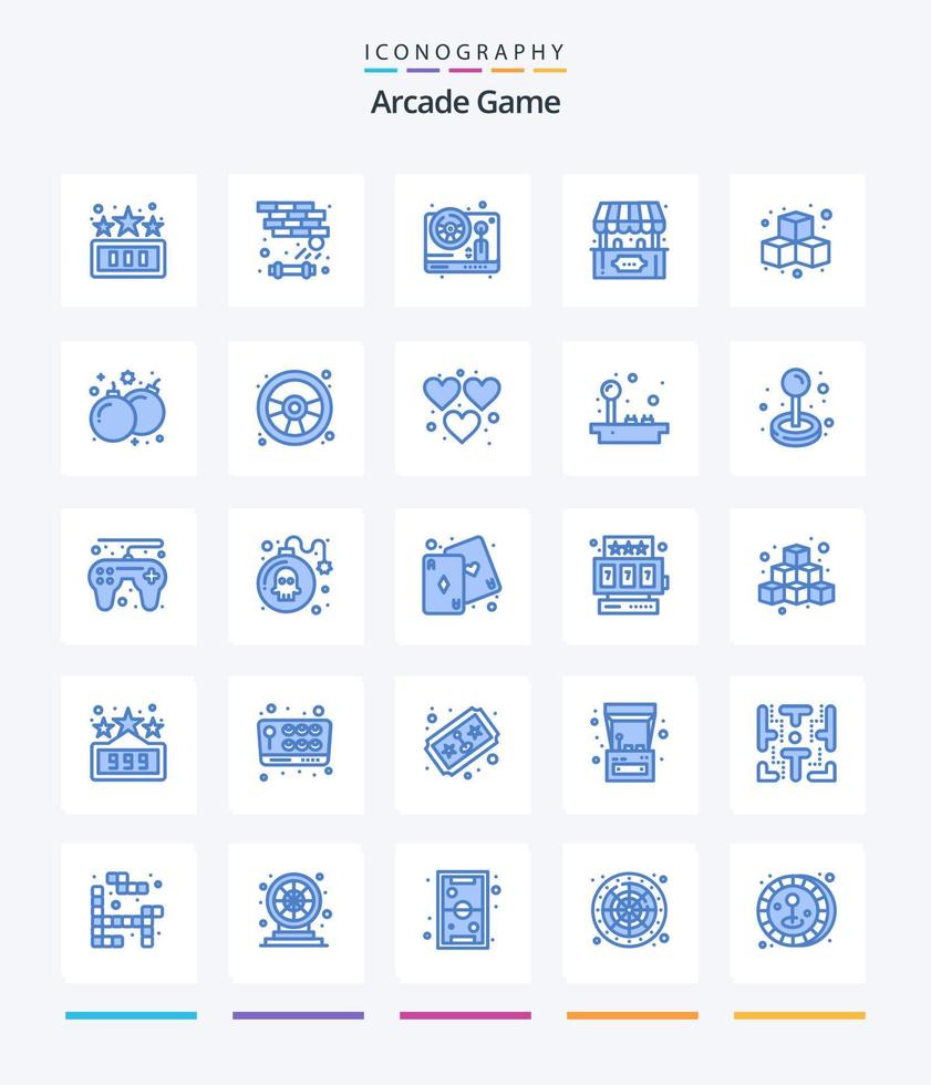 Creative Arcade 25 Blue icon pack  Such As fun. play. steering. game. ticket office vector