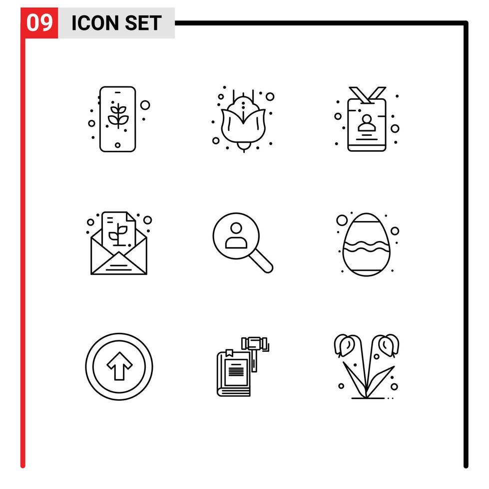 9 Universal Outline Signs Symbols of find plant id paper message Editable Vector Design Elements