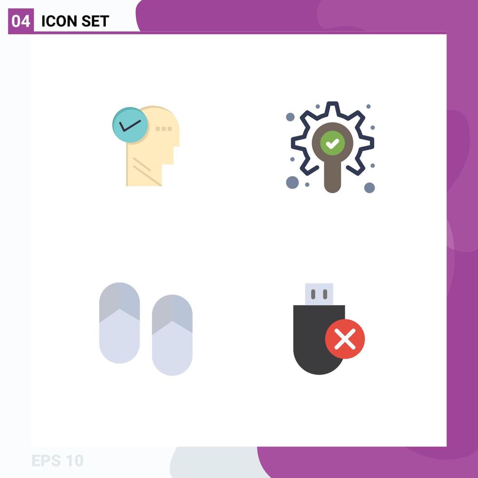 4 Creative Icons Modern Signs and Symbols of mind picnic thinking check computers Editable Vector Design Elements