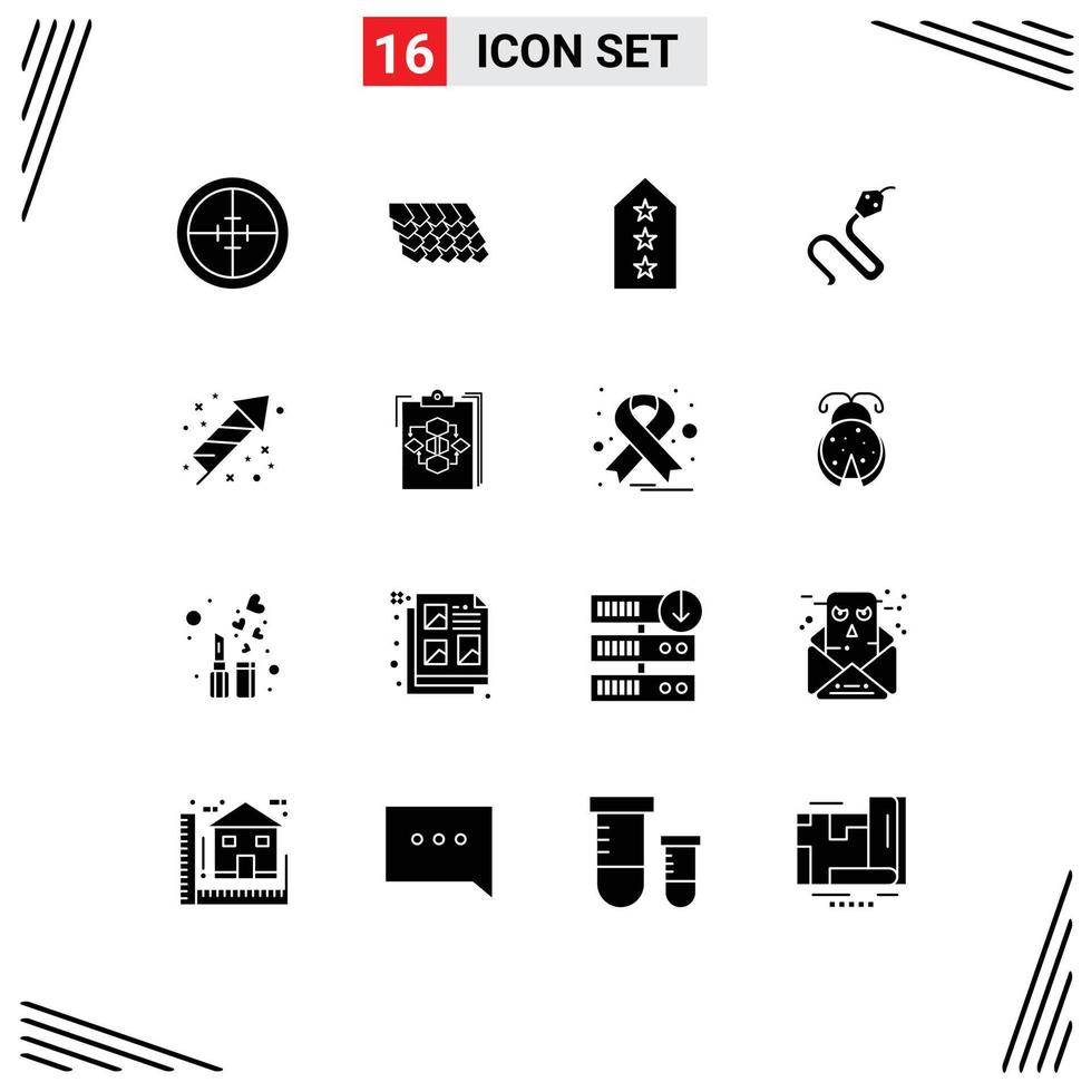 Modern Set of 16 Solid Glyphs and symbols such as king cobra construction animal tag Editable Vector Design Elements