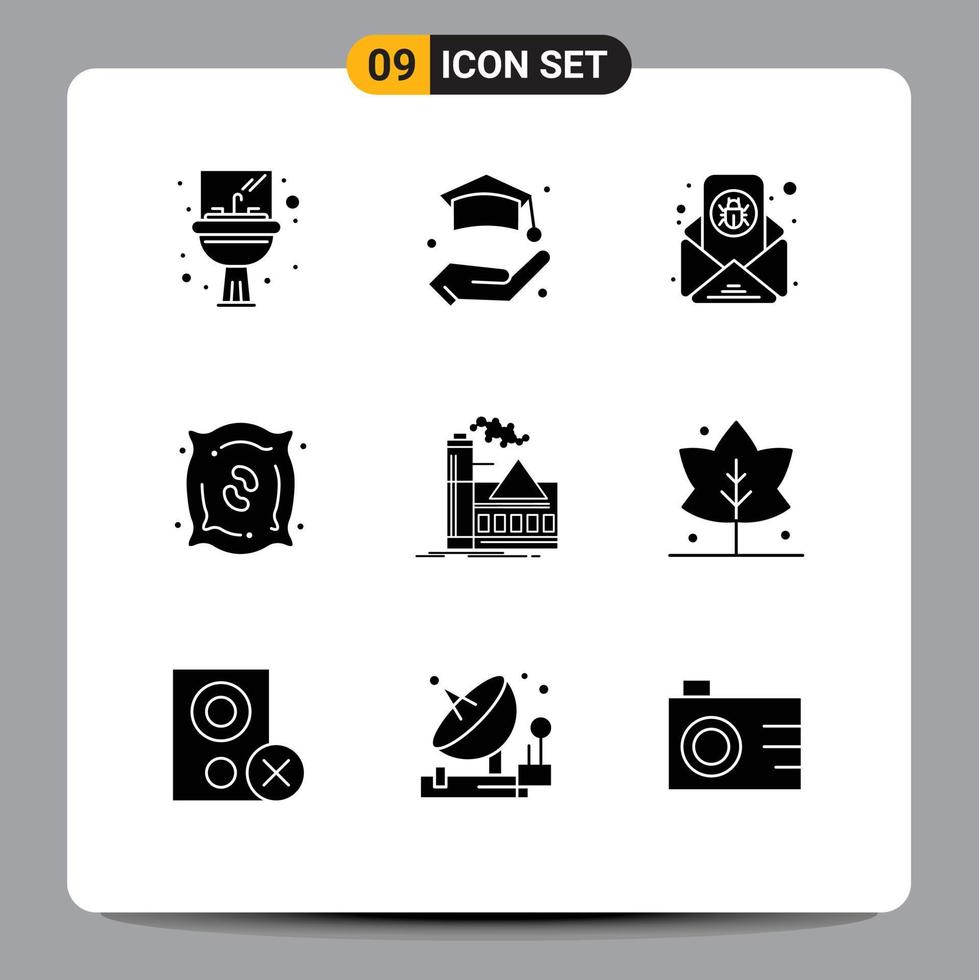 Set of 9 Modern UI Icons Symbols Signs for air pollution email seeds fertilizer Editable Vector Design Elements