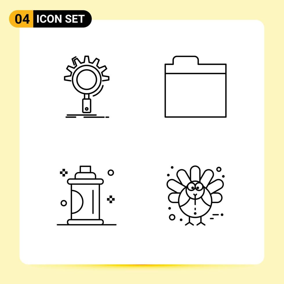 User Interface Pack of 4 Basic Filledline Flat Colors of seo grooming process folder salon Editable Vector Design Elements