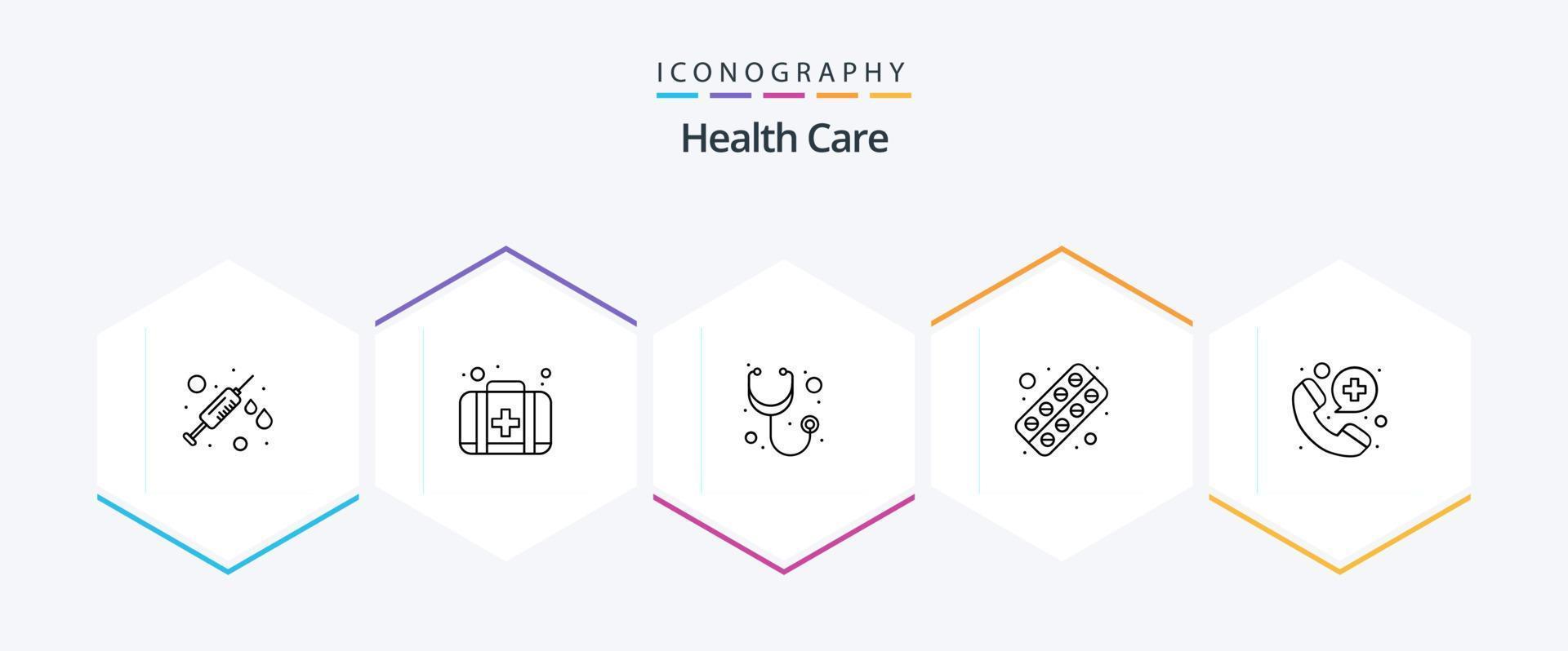 Health Care 25 Line icon pack including doctor. tablet. diagnosis. pill. capsule vector