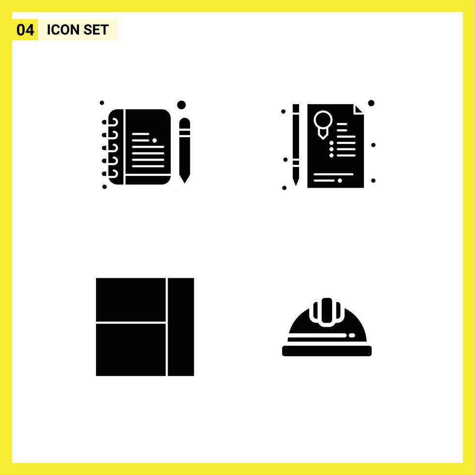 Stock Vector Icon Pack of 4 Line Signs and Symbols for comment cap certificate seal hard cap Editable Vector Design Elements