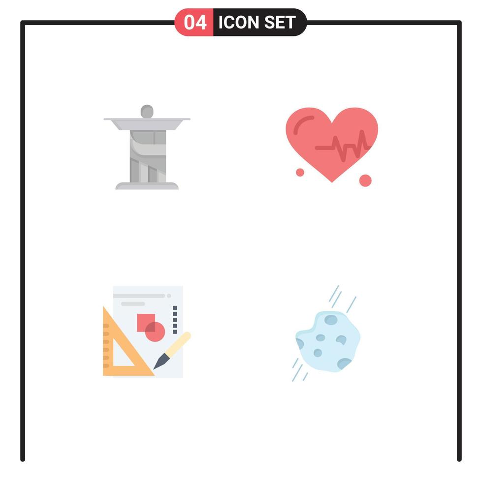 Stock Vector Icon Pack of 4 Line Signs and Symbols for jesus mathematics landmark science asteroid Editable Vector Design Elements