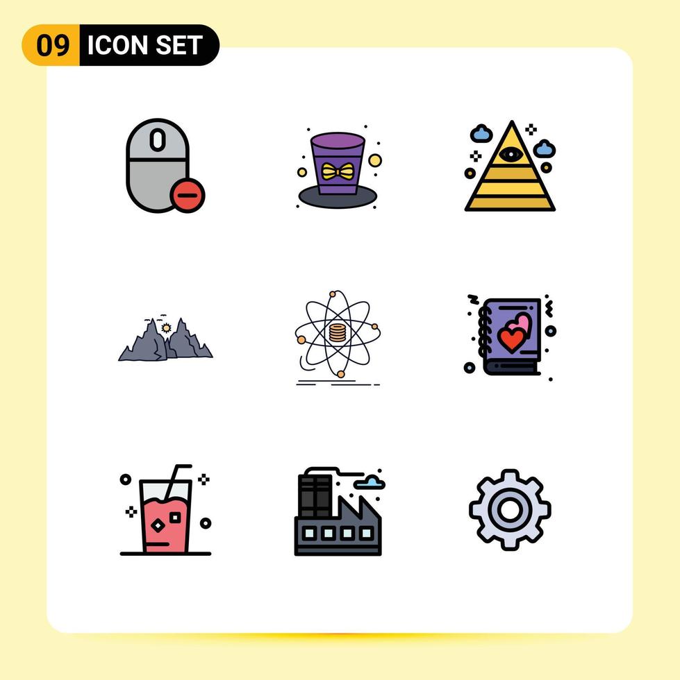conjunto de 9 9 moderno ui íconos símbolos señales para Dom colina fiesta paisaje triángulo editable vector diseño elementos