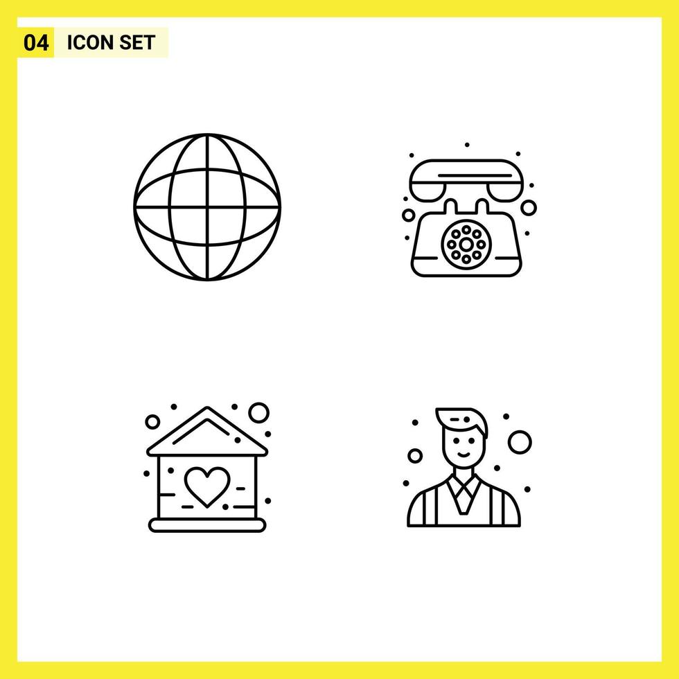 Universal Icon Symbols Group of 4 Modern Filledline Flat Colors of education doll communication call house Editable Vector Design Elements
