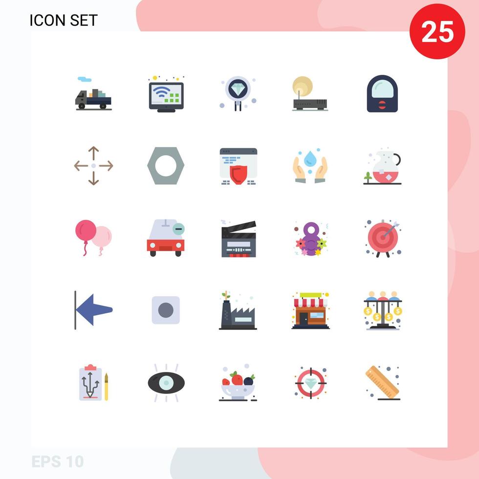 Mobile Interface Flat Color Set of 25 Pictograms of helmet network develop internet connection Editable Vector Design Elements