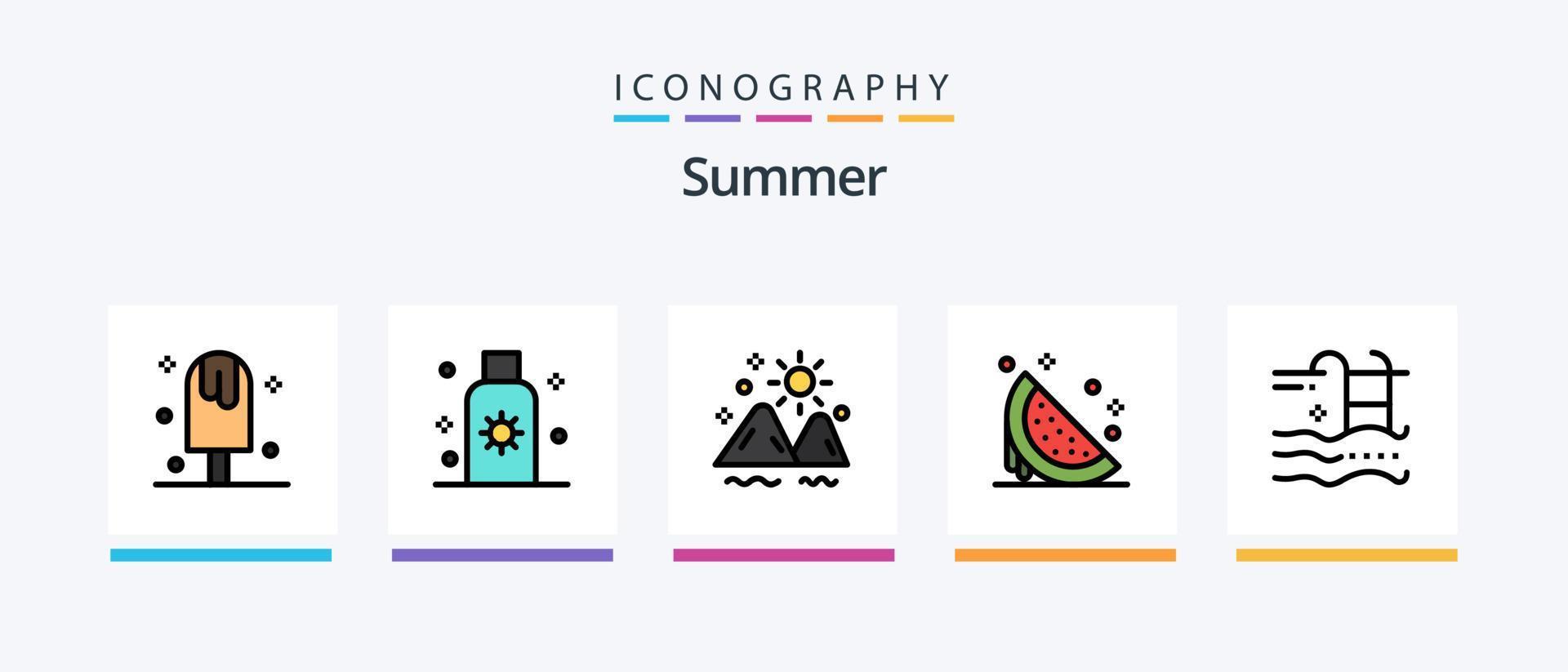 Summer Line Filled 5 Icon Pack Including summer. camp. summer. summer. ice. Creative Icons Design vector