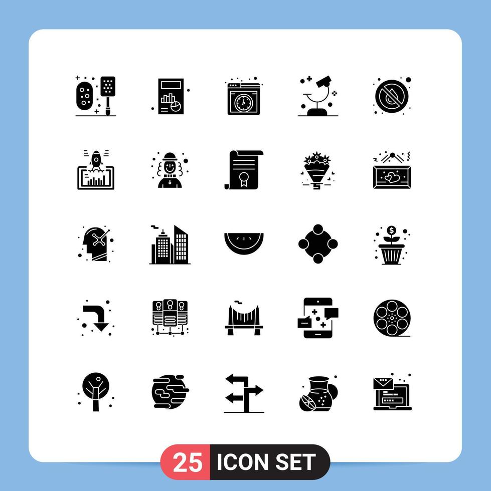 25 Universal Solid Glyph Signs Symbols of drop research cloud microscope biology Editable Vector Design Elements