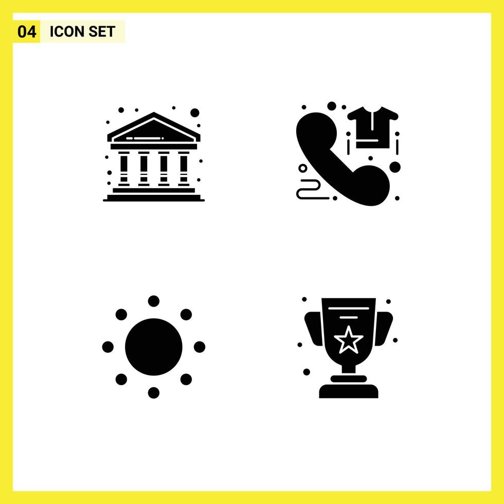 Set of 4 Vector Solid Glyphs on Grid for bank commitment building direct symbolism Editable Vector Design Elements