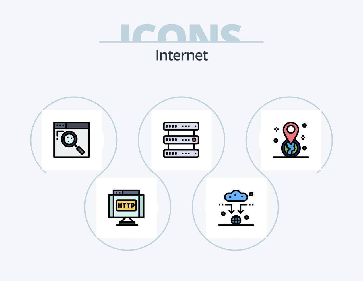 Internet Line Filled Icon Pack 5 Icon Design. internet. biology. error. multimedia. download vector