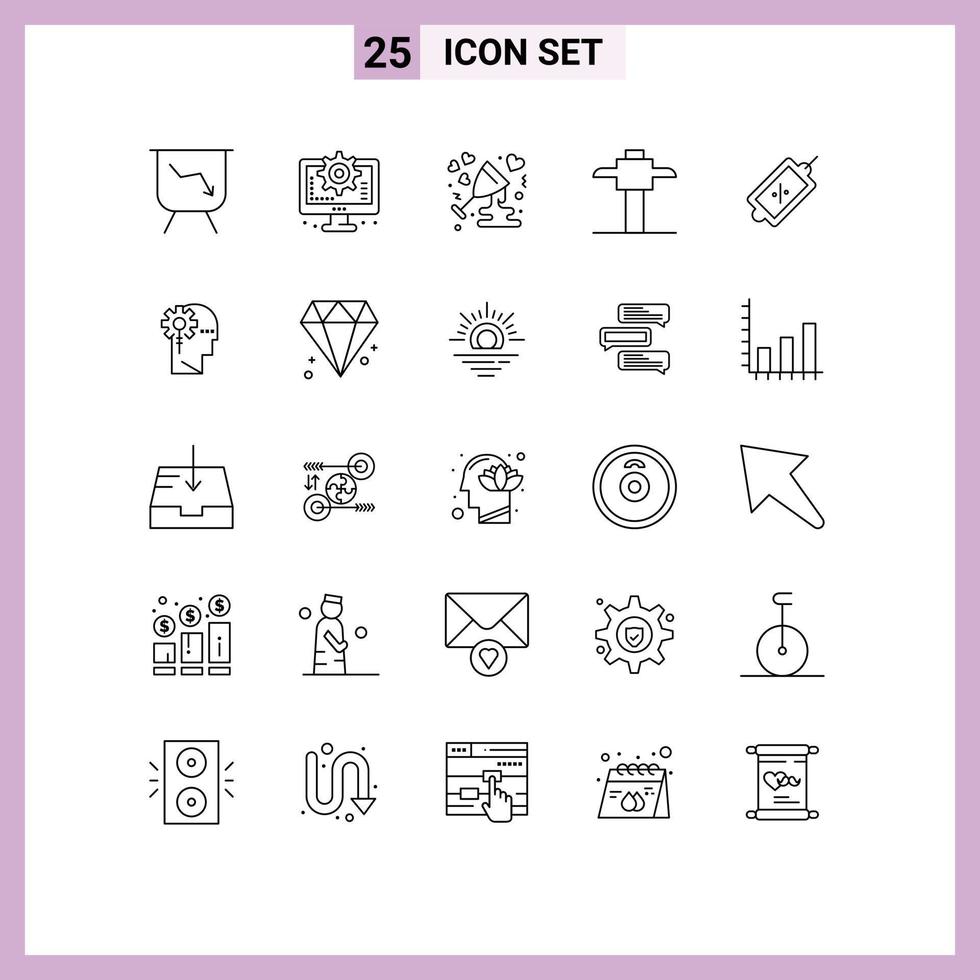 Modern Set of 25 Lines and symbols such as tag market celebrate ecommerce miner Editable Vector Design Elements