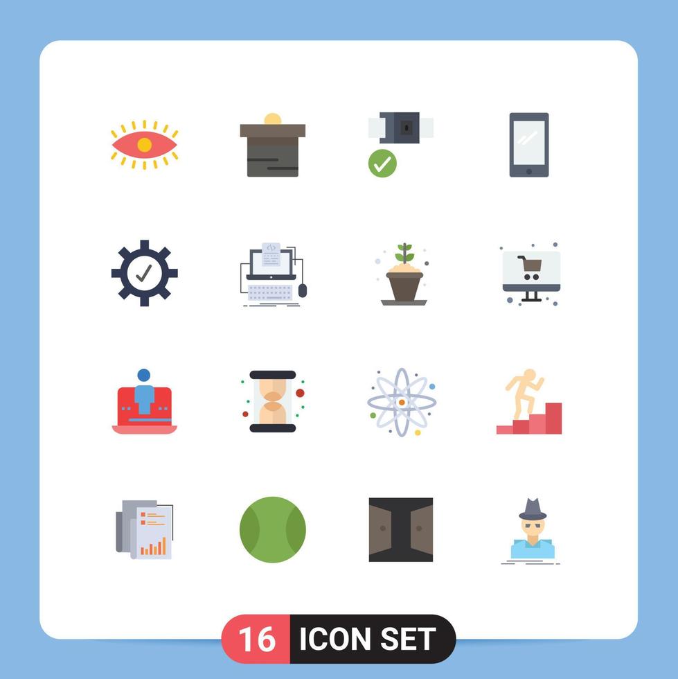 Set of 16 Modern UI Icons Symbols Signs for security iphone belt android smart phone Editable Pack of Creative Vector Design Elements