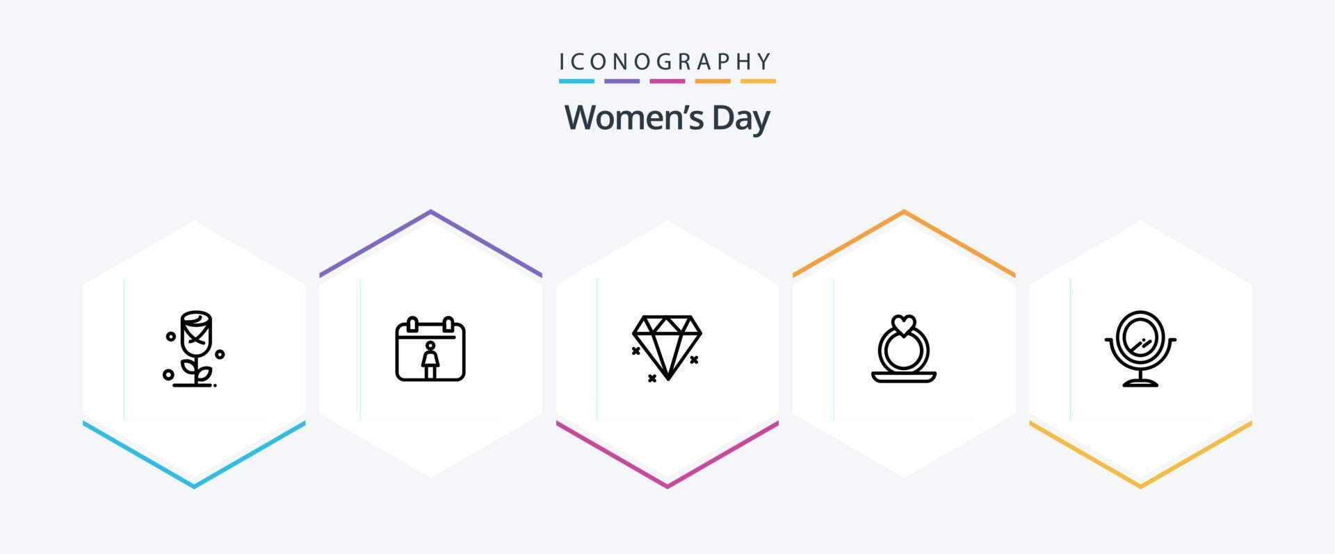 Womens Day 25 Line icon pack including heart. day. women. womens. jewelery vector