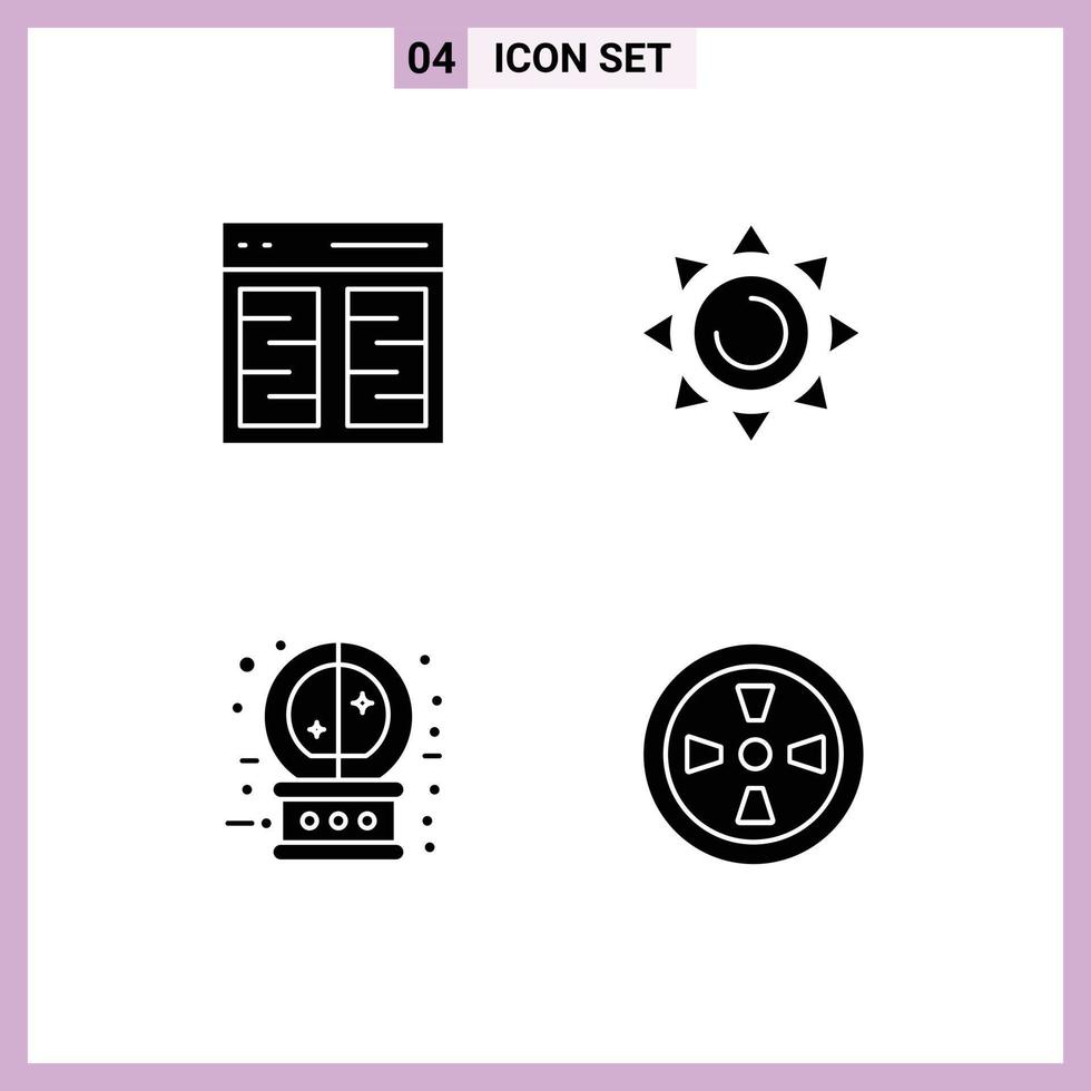 Set of 4 Modern UI Icons Symbols Signs for columns future interface shinning magic Editable Vector Design Elements