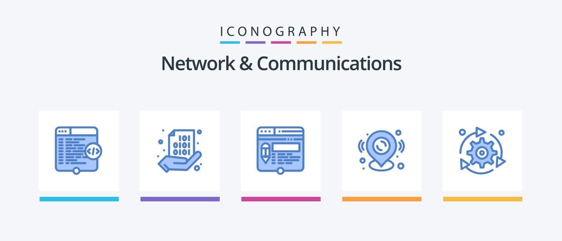 Network And Communications Blue 5 Icon Pack Including location. pin. hand. pencil. page. Creative Icons Design vector