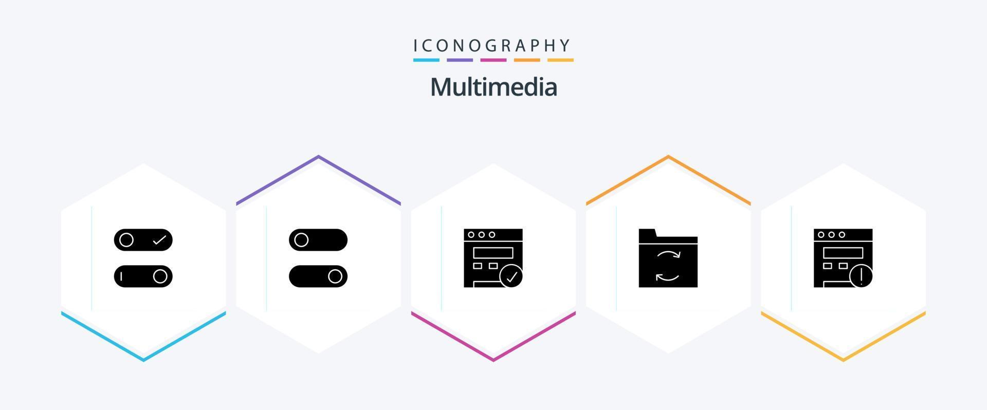 Multimedia 25 Glyph icon pack including . sync. vector