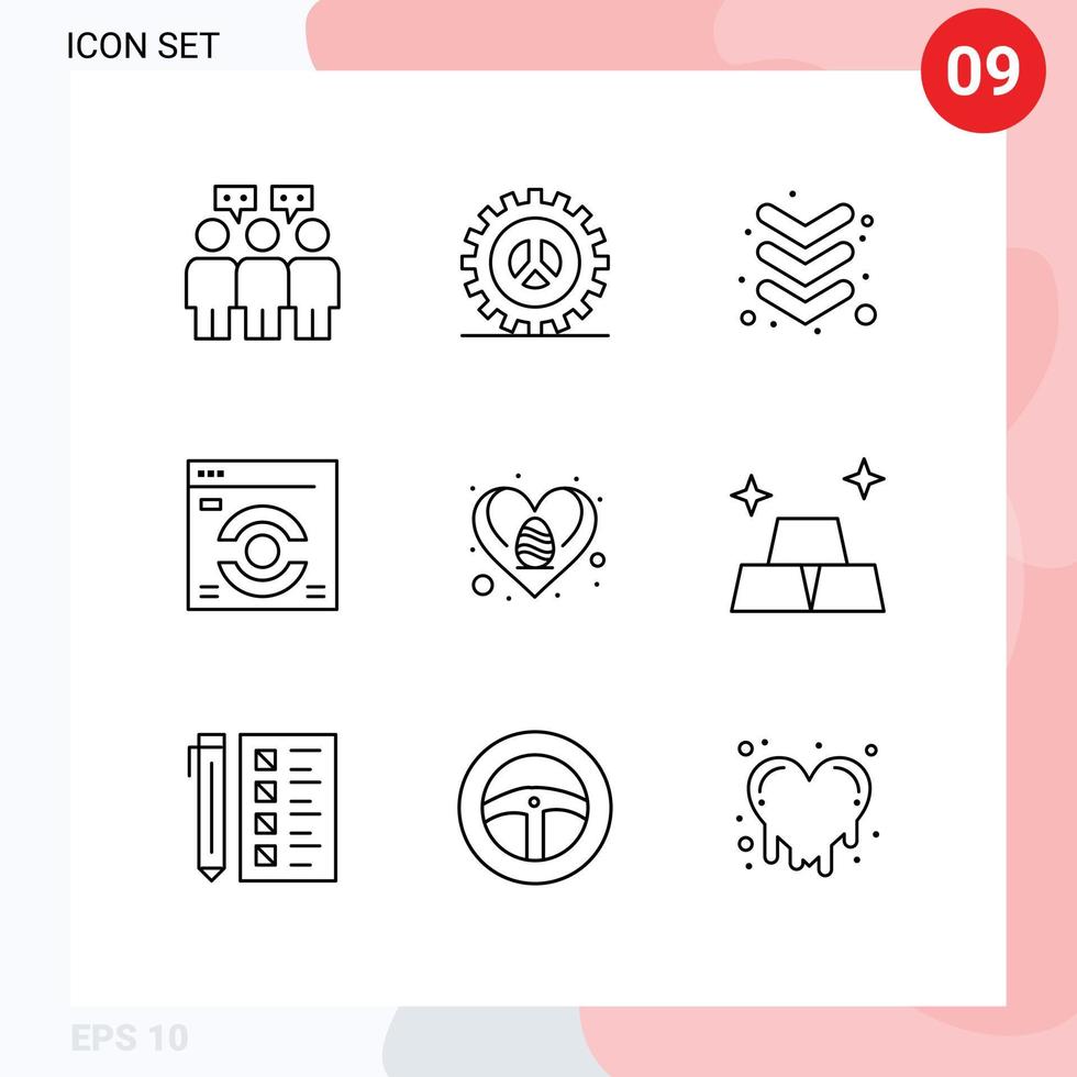 9 Outline concept for Websites Mobile and Apps love egg arrow easter web Editable Vector Design Elements