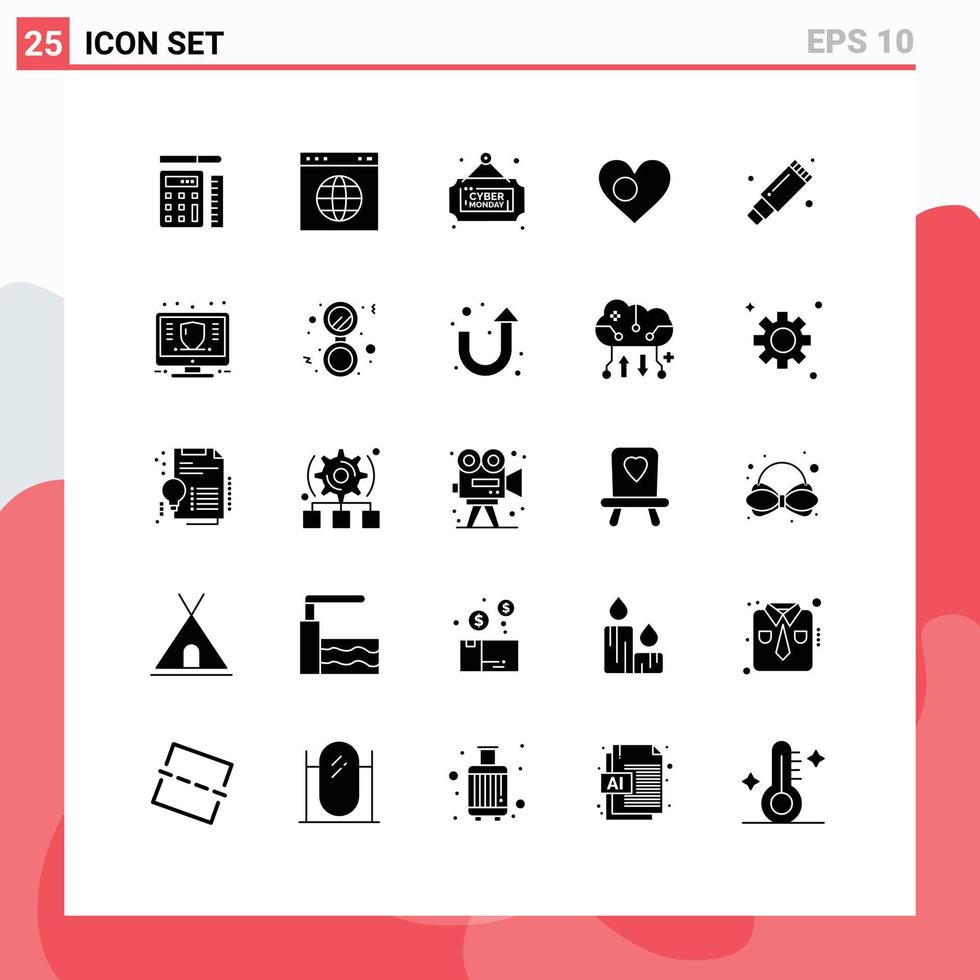 Editable Vector Line Pack of 25 Simple Solid Glyphs of remove country board bangladesh heart Editable Vector Design Elements