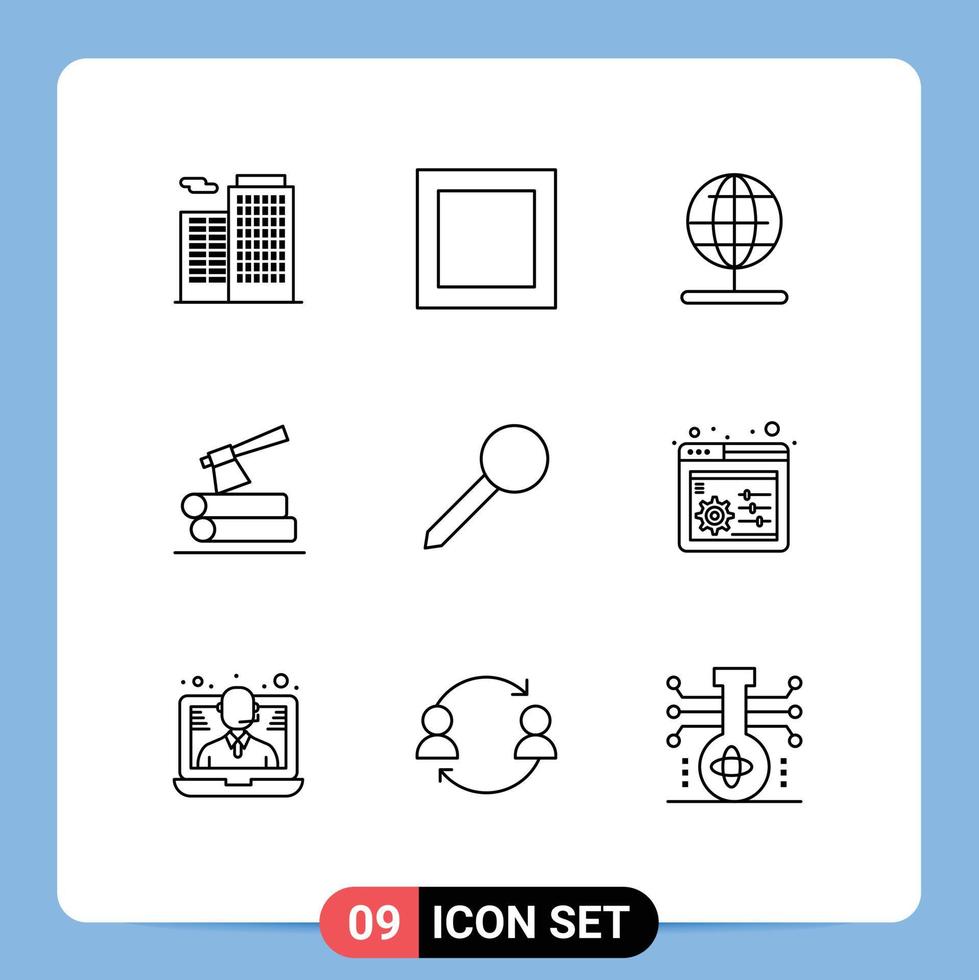 9 Creative Icons Modern Signs and Symbols of web control marker world pin wood Editable Vector Design Elements