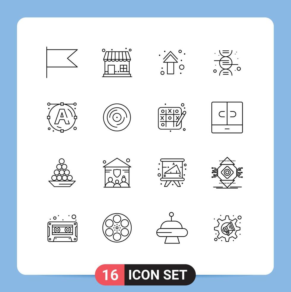 16 User Interface Outline Pack of modern Signs and Symbols of art font arrows science dna Editable Vector Design Elements