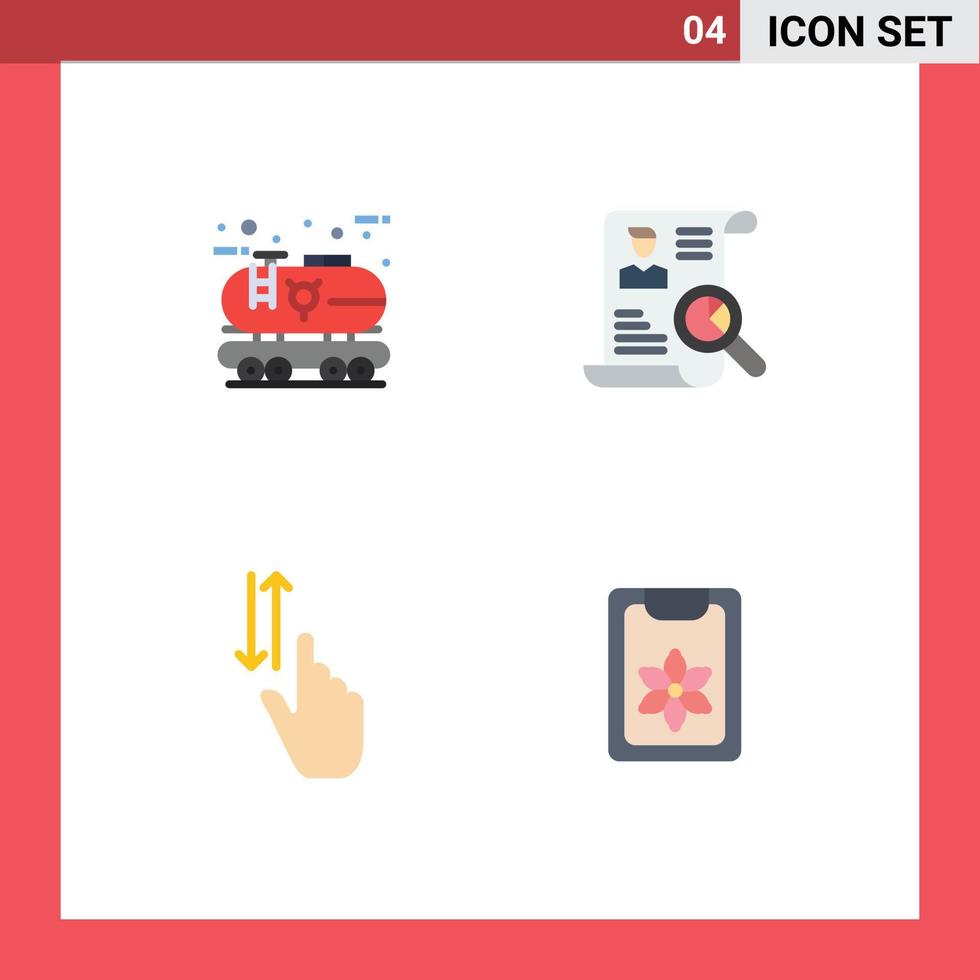 Modern Set of 4 Flat Icons Pictograph of eco search oil portfolio gestures Editable Vector Design Elements