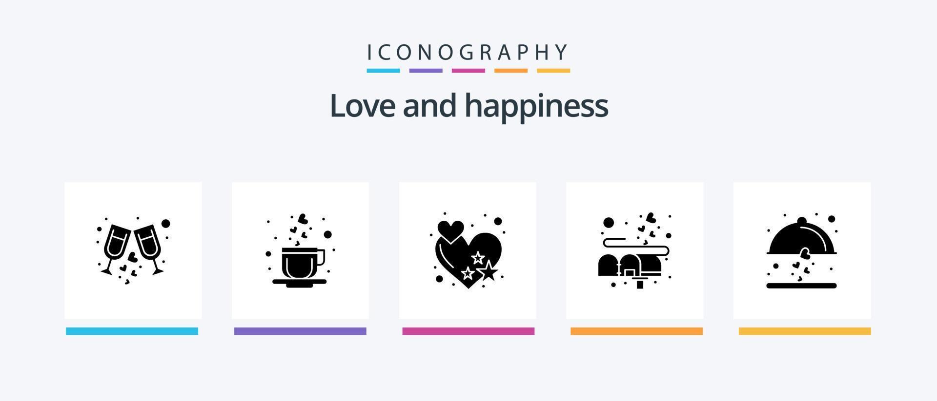 Love Glyph 5 Icon Pack Including wedding. food. rate. dish. love. Creative Icons Design vector