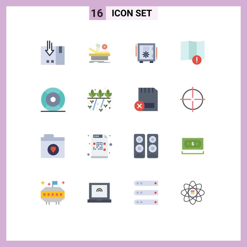 Set of 16 Modern UI Icons Symbols Signs for basic map hospital alert safe Editable Pack of Creative Vector Design Elements