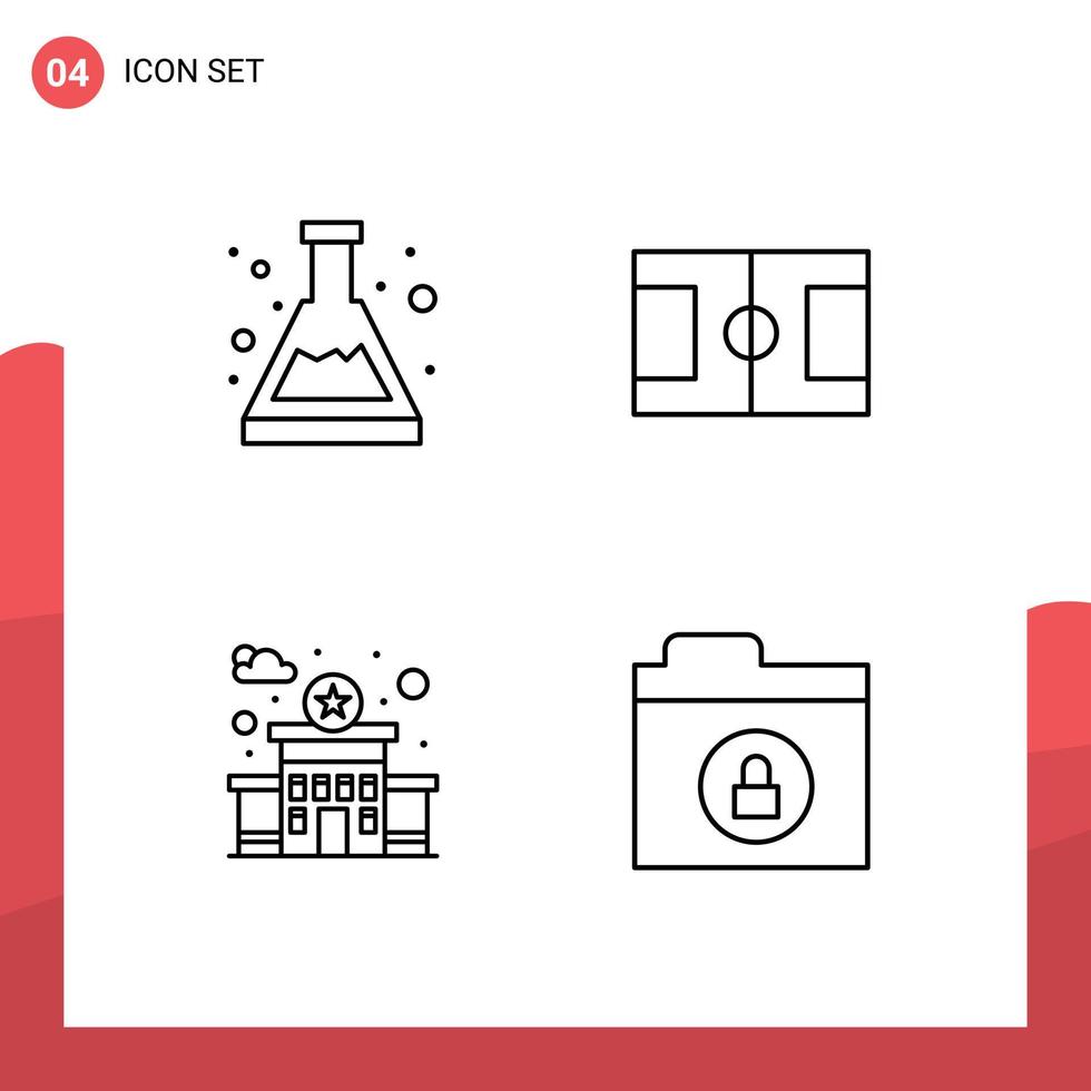 Modern Set of 4 Filledline Flat Colors and symbols such as acid station study sport folder Editable Vector Design Elements