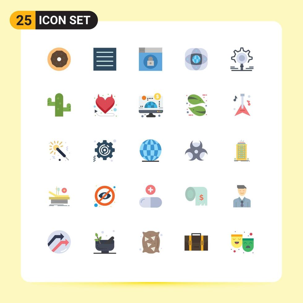 Pack of 25 creative Flat Colors of research globe web global connection Editable Vector Design Elements