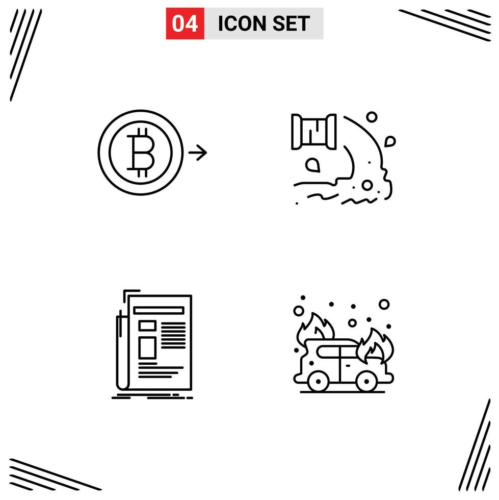 4 Universal Filledline Flat Colors Set for Web and Mobile Applications bitcoin media factory waste newsletter Editable Vector Design Elements