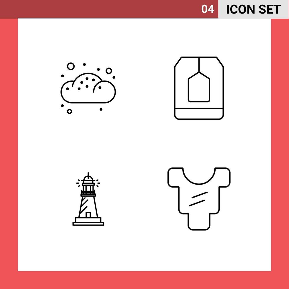 Set of 4 Modern UI Icons Symbols Signs for bakery lighthouse pastry drink light Editable Vector Design Elements