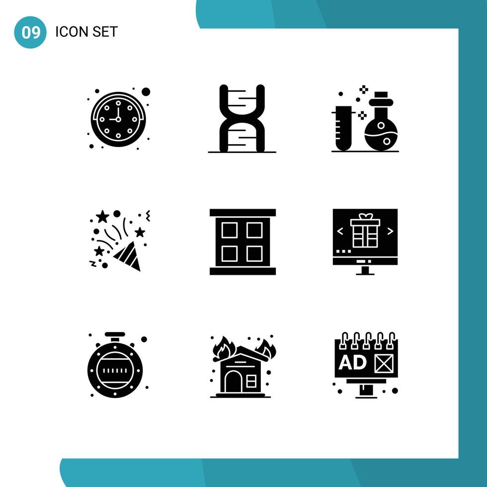 conjunto de 9 9 moderno ui íconos símbolos señales para ventana caso marco química estrella Navidad editable vector diseño elementos