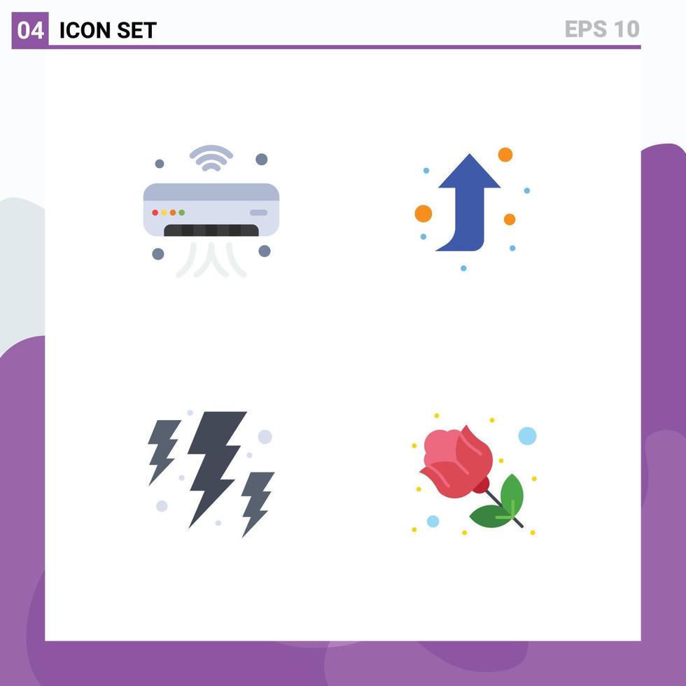 Modern Set of 4 Flat Icons and symbols such as ac energy iot forward weather Editable Vector Design Elements