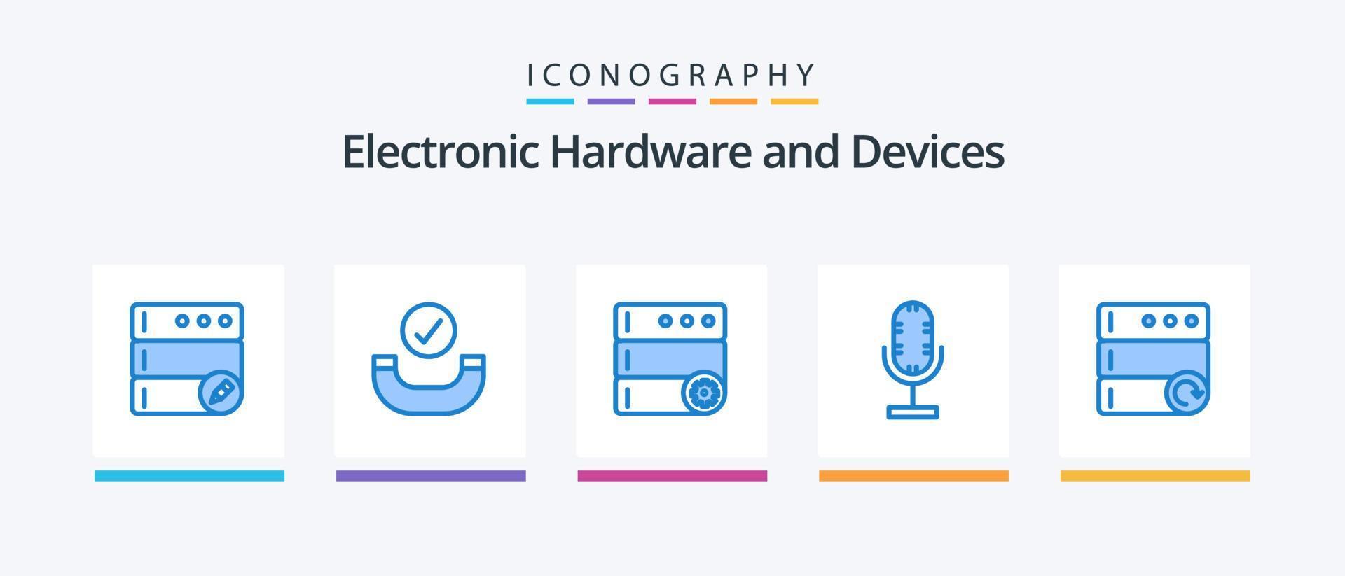 Devices Blue 5 Icon Pack Including . server. server. reload. microphone. Creative Icons Design vector