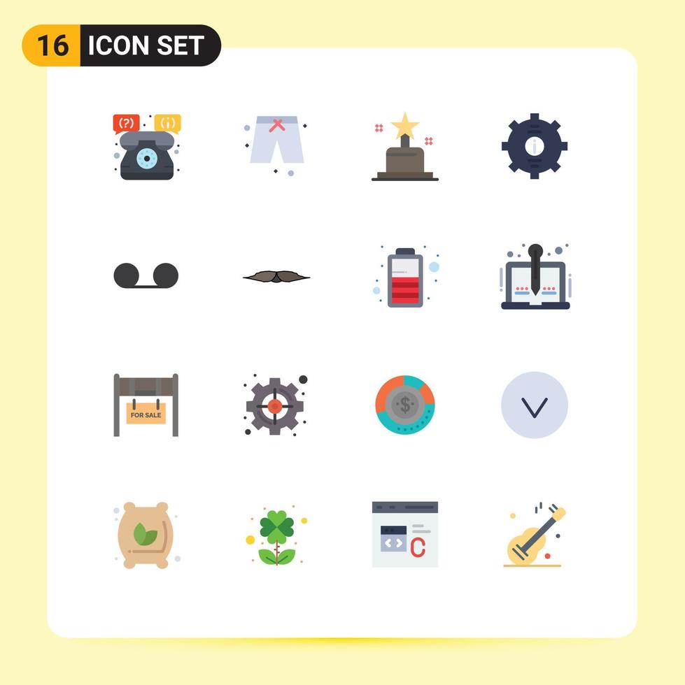 Flat Color Pack of 16 Universal Symbols of voice mail cinema support help Editable Pack of Creative Vector Design Elements
