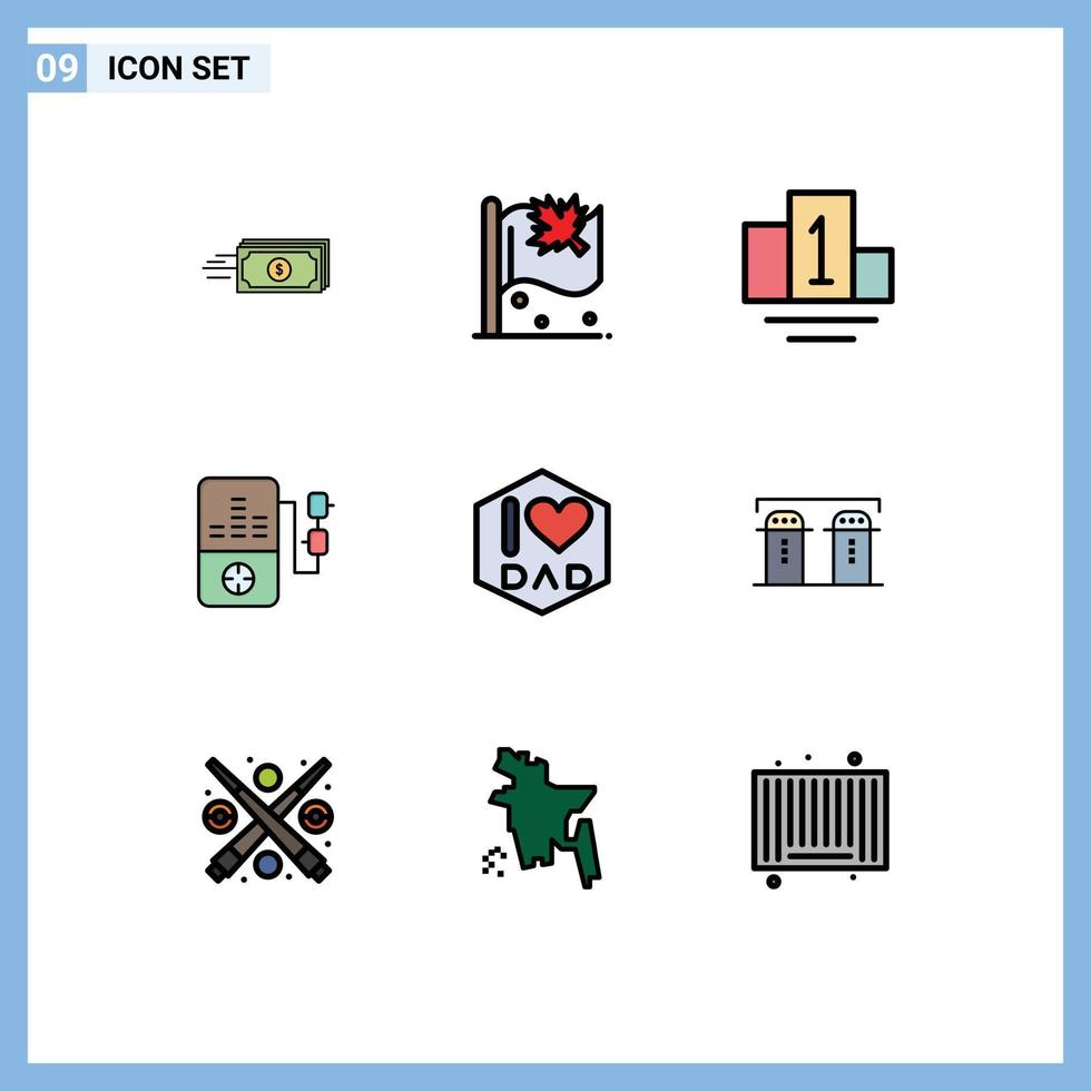 Set of 9 Modern UI Icons Symbols Signs for salt father sign dad play Editable Vector Design Elements