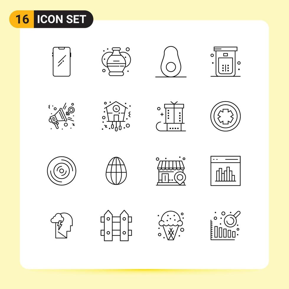 Mobile Interface Outline Set of 16 Pictograms of feedback shower paint cleaning bath Editable Vector Design Elements