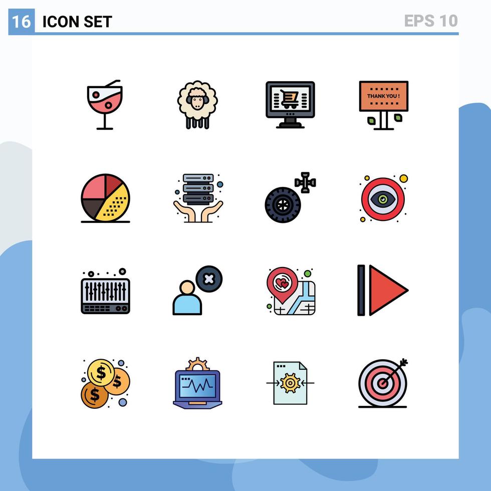 Set of 16 Modern UI Icons Symbols Signs for media thanks computer thank you sign Editable Creative Vector Design Elements