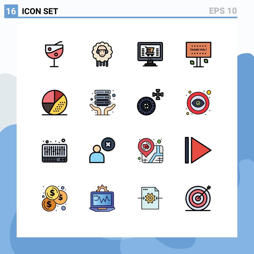 conjunto de dieciséis moderno ui íconos símbolos señales para medios de comunicación Gracias computadora gracias usted firmar editable creativo vector diseño elementos