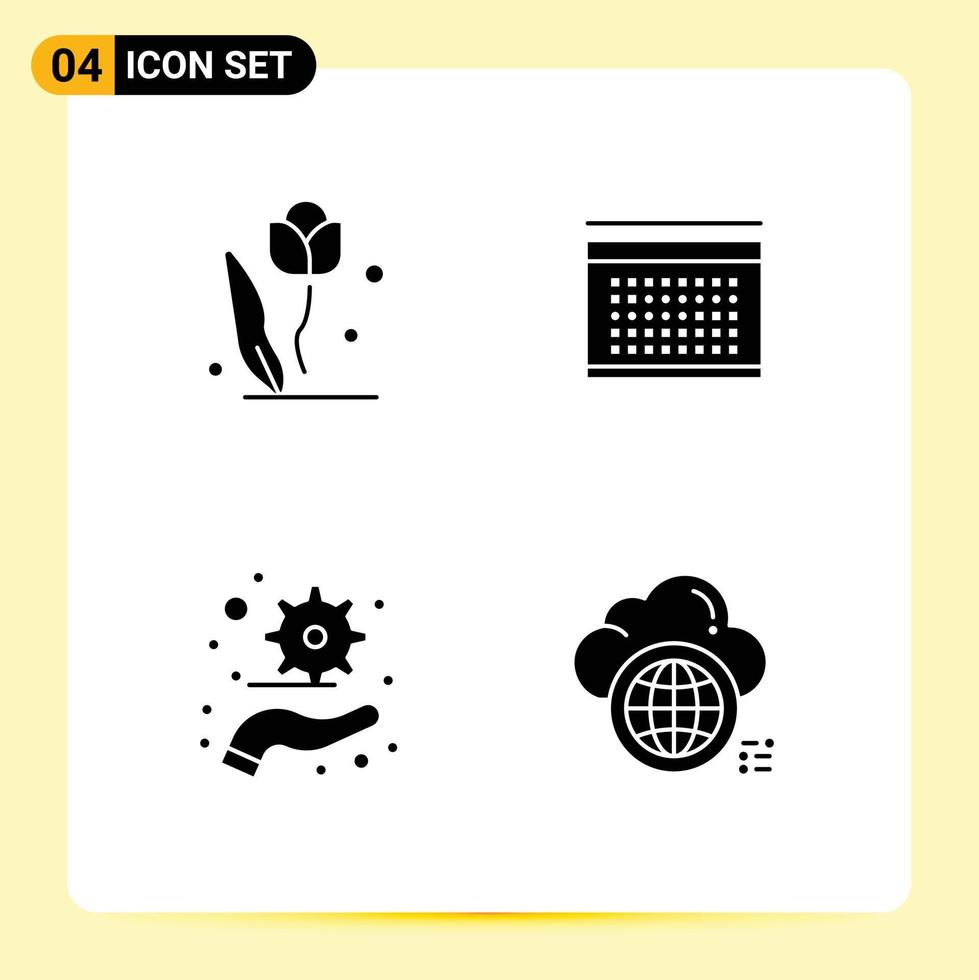 Stock Vector Icon Pack of 4 Line Signs and Symbols for flora control nature vecation plan Editable Vector Design Elements