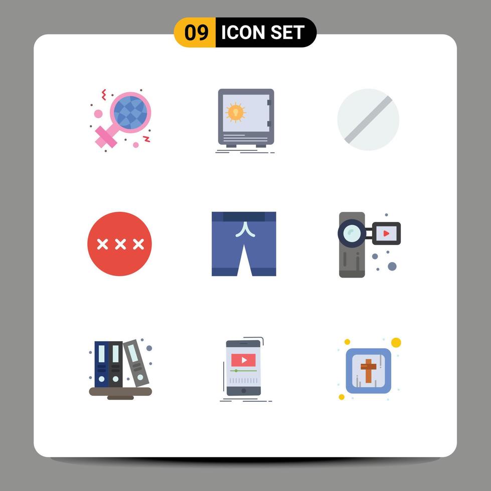 Editable Vector Line Pack of 9 Simple Flat Colors of security protection strongbox password research Editable Vector Design Elements